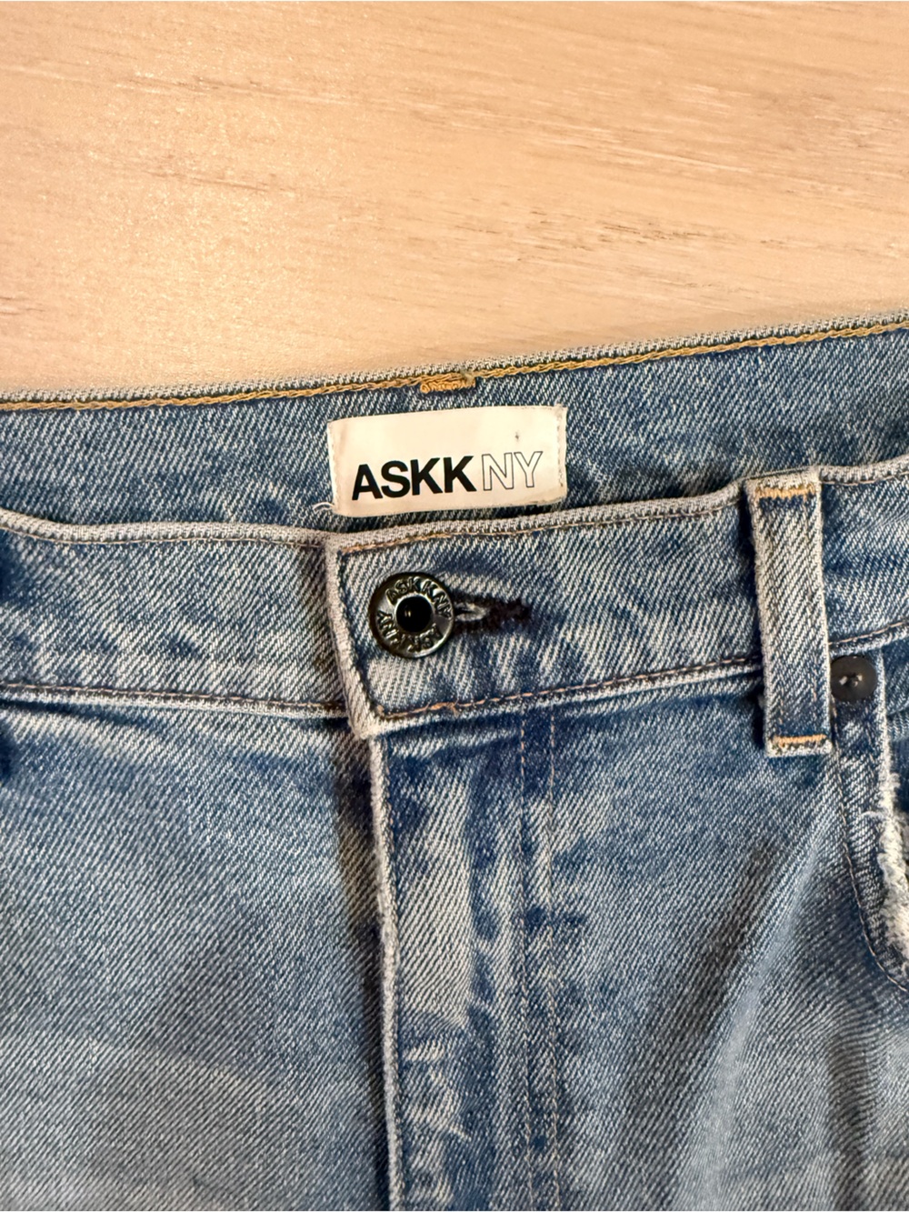 AskkNY Straight Leg Jeans in Faded Light Blue - Picture 2 of 4
